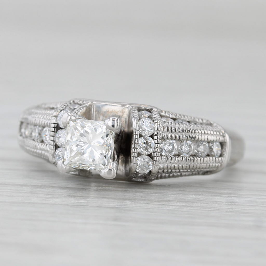 1.06ctw Princess Diamond Engagement Ring 14k White Gold Size 7