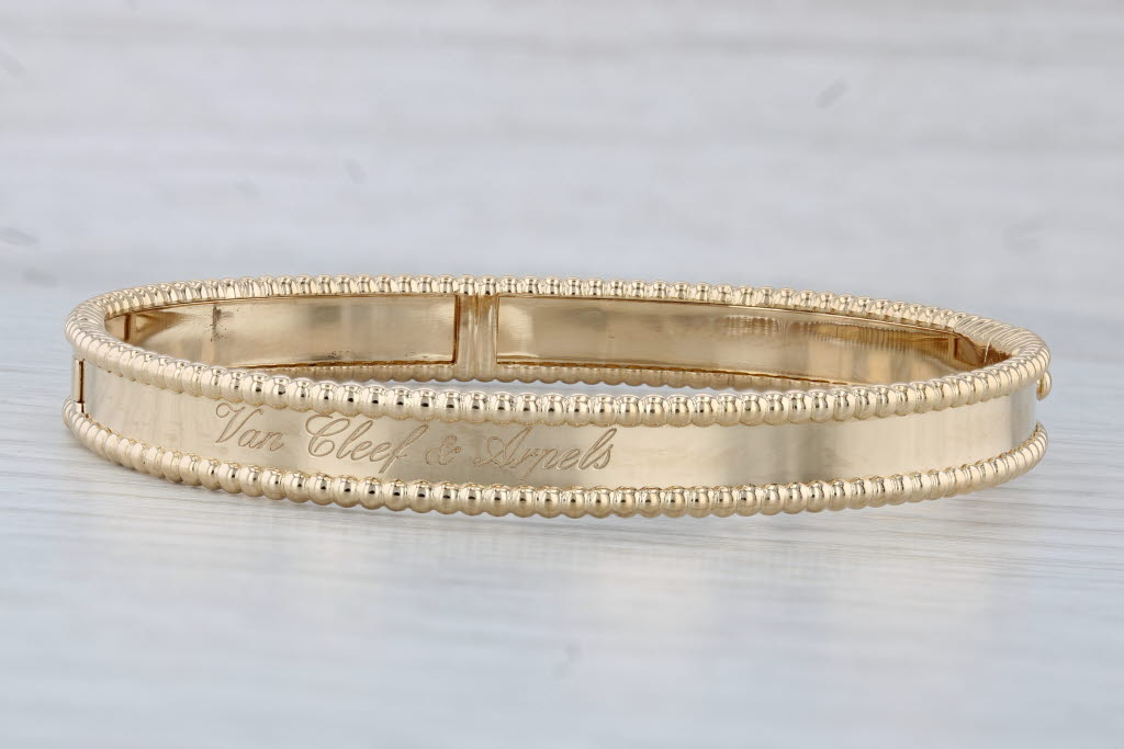 Gray Van Cleef & Arpels Perlee Signature Bangle Bracelet 7" VCA Large 18 Box Papers