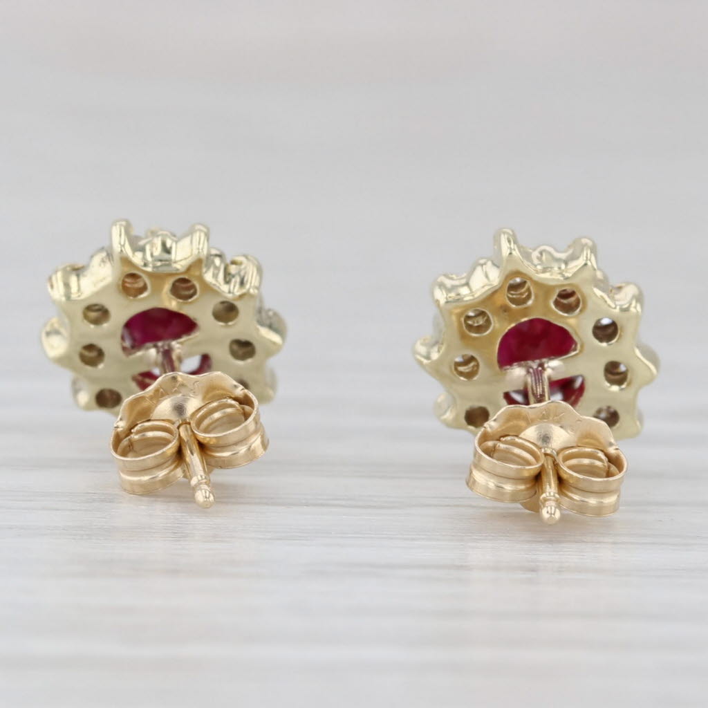 Light Gray 1.30ctw Oval Ruby Diamond Halo Stud Earrings 14k Yellow Gold