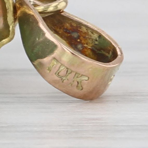 Green Aventurine Quartz Heart Pendant 14k Yellow Gold Double Cabochon