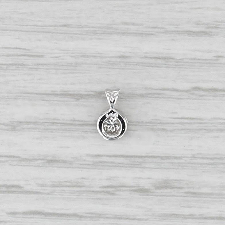 0.13ct Round Diamond Solitaire Pendant 14k White Gold Small Drop
