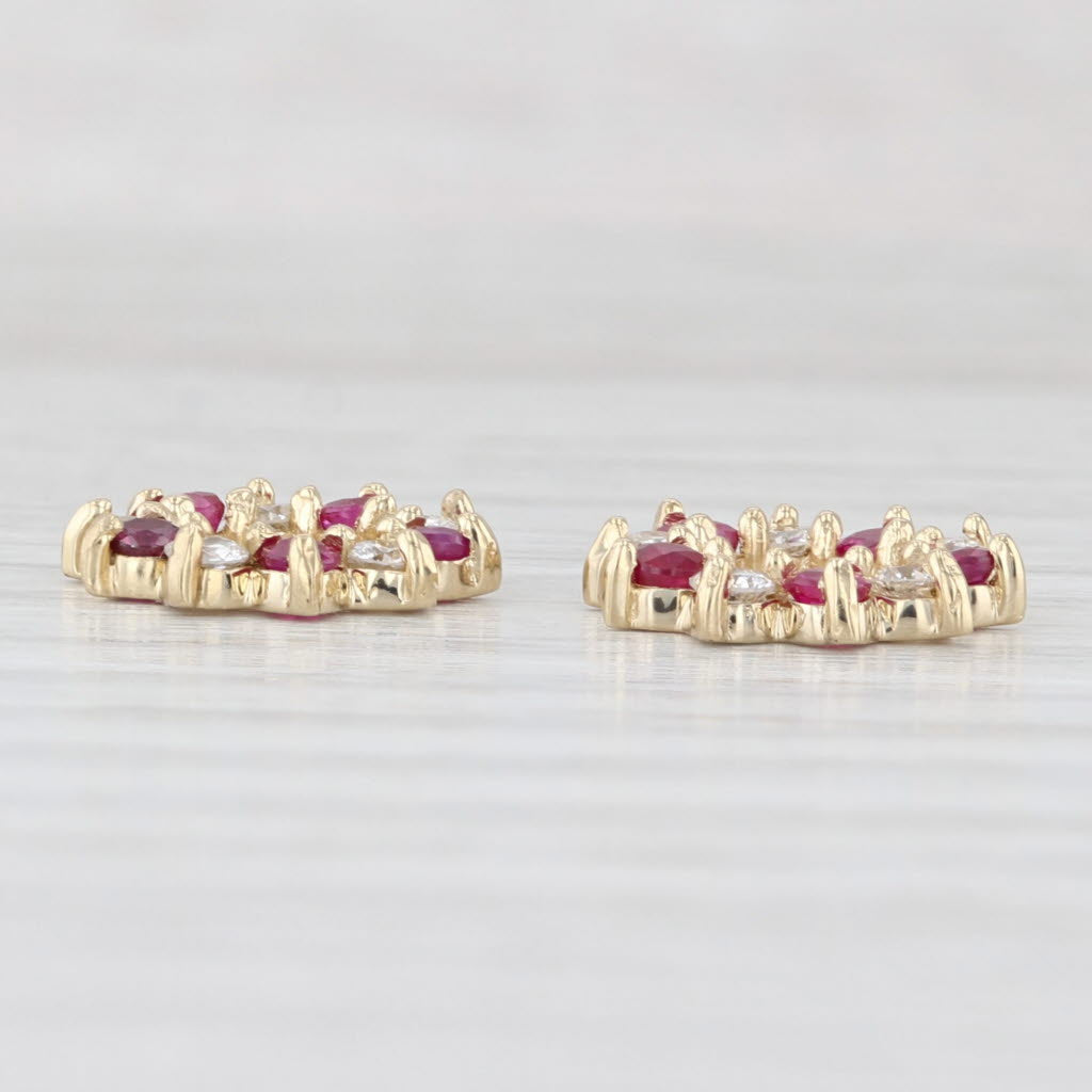 Light Gray 0.60ctw Ruby Diamond Earring Enhancers 14k Yellow Gold For Stud Earrings