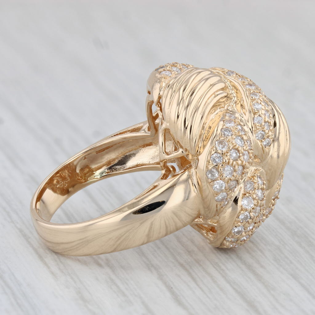 Gray 1.25ctw Diamond Knot Ring 14k Yellow Gold Size 6.75 Cocktail