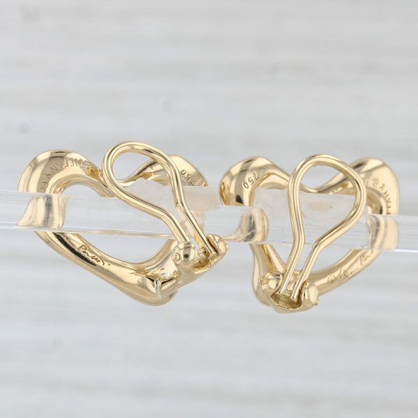 Tiffany Elsa Peretti Open Heart Earrings 18k Gold Drop Clip On Omega Backs