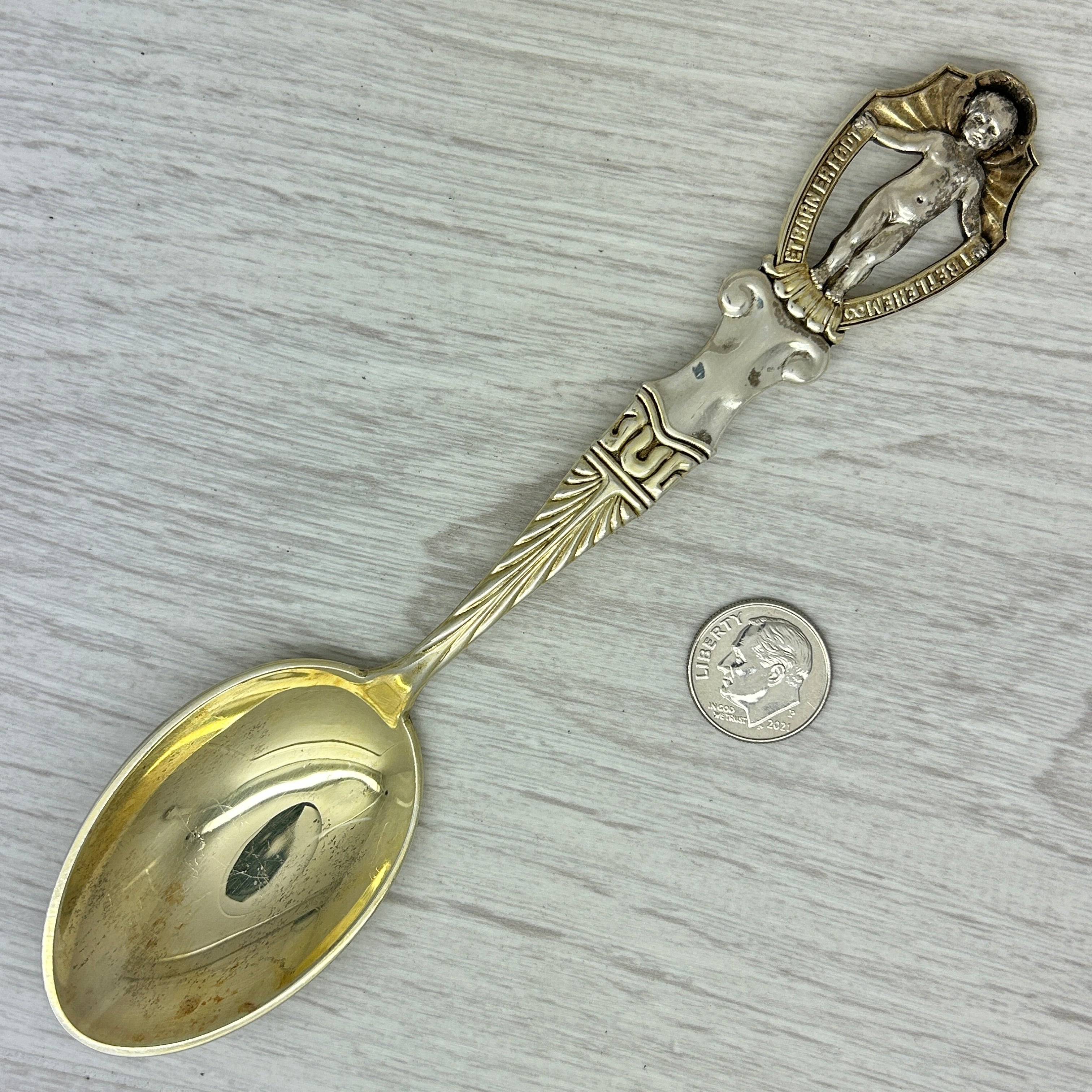 Dark Gray Vintage 1911 Anton Michelsen Sterling Silver Christmas Spoon Denmark JUL 2nd Yr