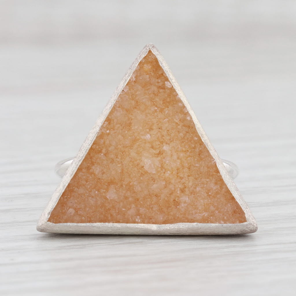 New Nina Nguyen Bamboo Trio Sand Druzy Quartz Ring Sterling Silver Size 7