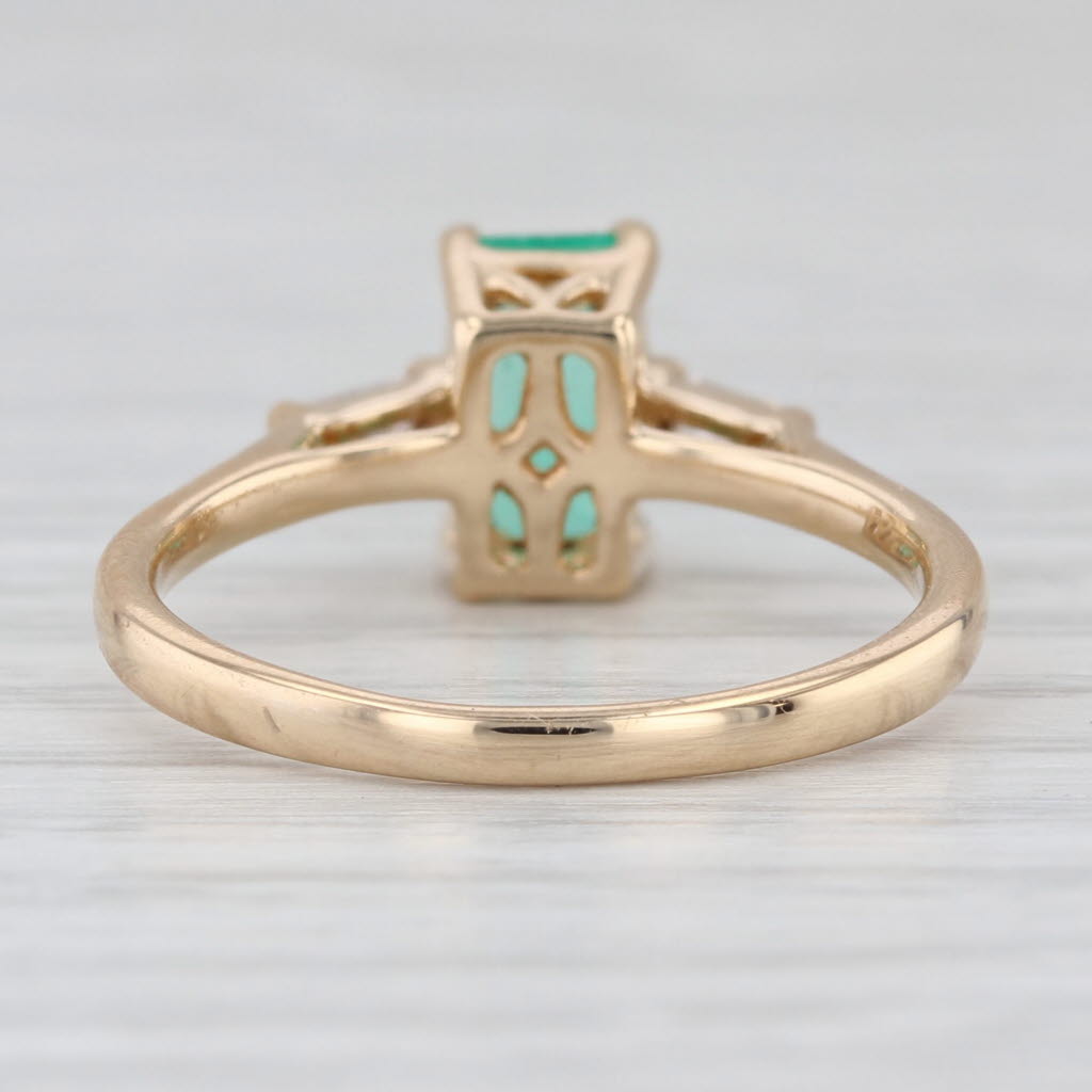 1ct Emerald Diamond Ring 14k Yellow Gold Size 7 Cathedral Band
