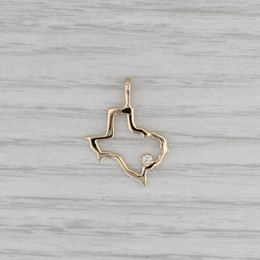 Diamond Texas Pendant 14k Yellow Gold Charm US State Souvenir