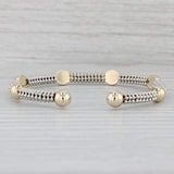 Cuff Bracelet 14k White Yellow Gold Beaded Aurafin Italian 6.5"