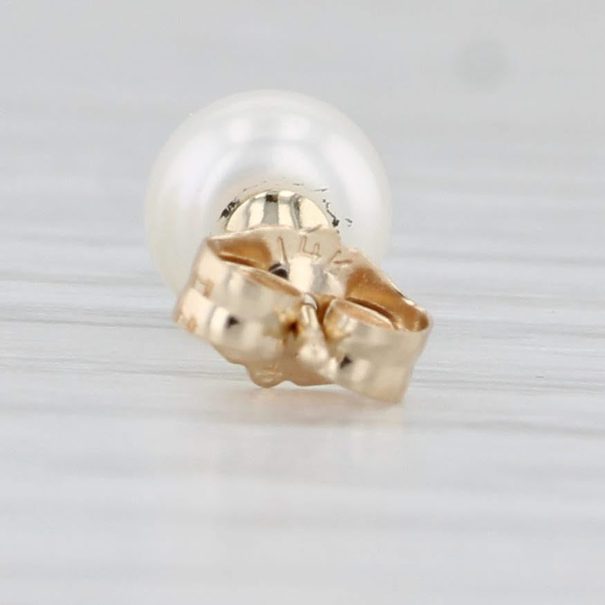 Light Gray Cultured Pearl Stud Earrings 14k Yellow Gold 5.6mm Bead Studs