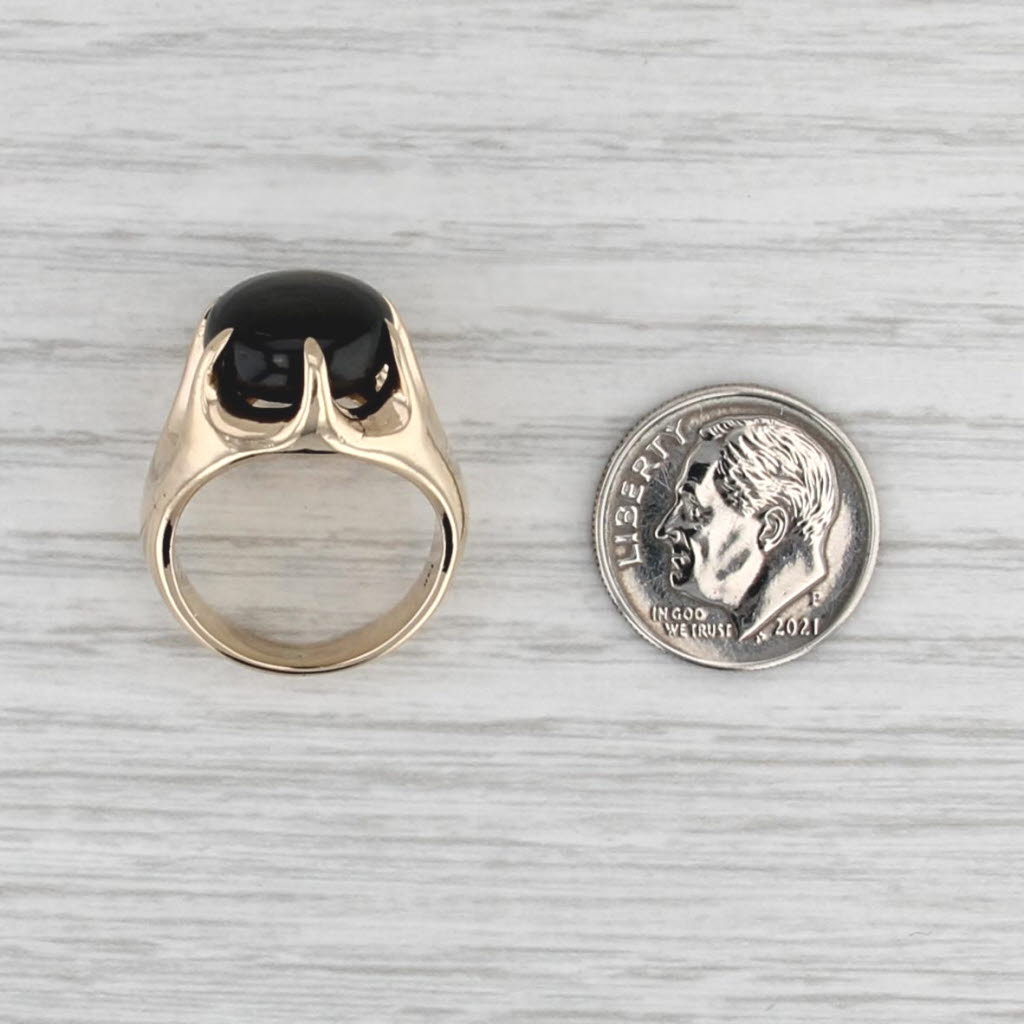 Vintage Black Star Sapphire Ring 14k Gold Size 5.25 Oval Cabochon Solitaire