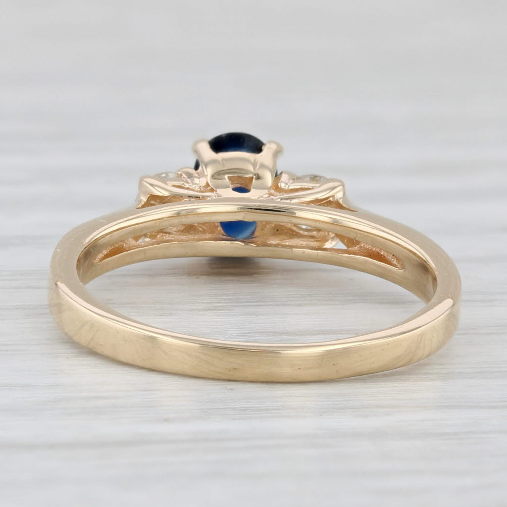 Light Gray 0.70ctw Oval Blue Sapphire Diamond Ring 14k Yellow Gold Size 6