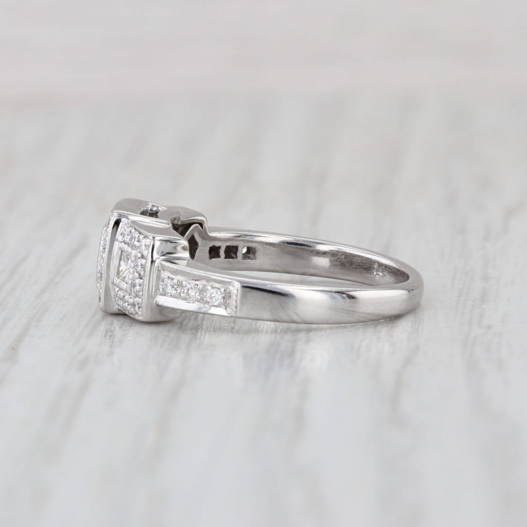 0.52ctw Diamond Engagement Ring 14k White Gold Size 5.5 3-Stone Halos