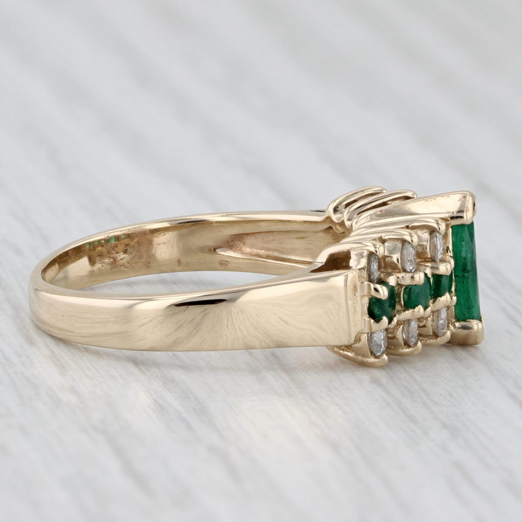 Light Gray 1.12ctw Emerald Diamond Ring 14k Yellow Gold Size 6.5 Tiered Pyramid