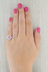 Gray 3.14ctw Pink Sapphire Diamond Halo Ring 14k White Gold Size 6 Christopher