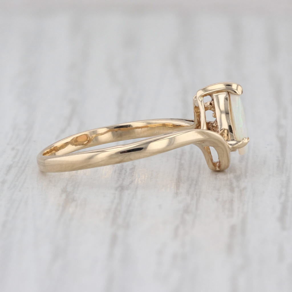 Pear Opal Diamond Bypass Ring 14k Yellow Gold Size 7