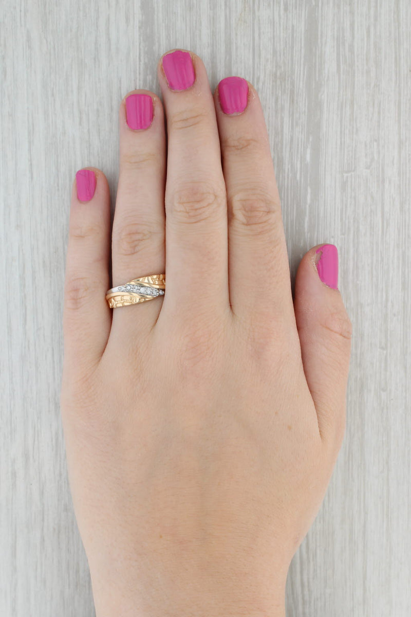 0.15ctw Diamond Men's Ring 14k Gold Nugget Size 10.75 Wedding Band