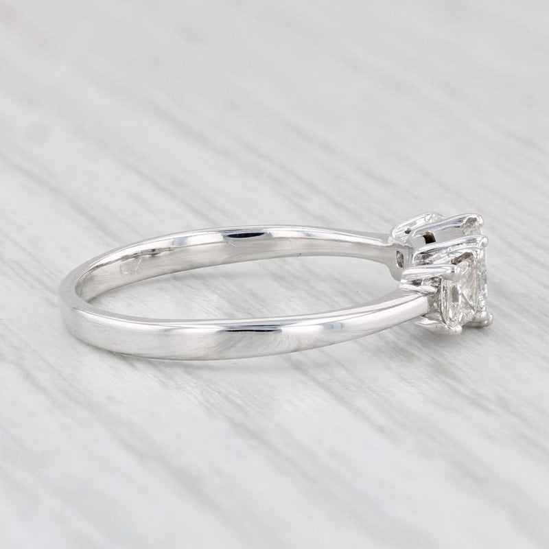 0.71ctw Diamond Princess 3-Stone Ring 14k White Gold Size 6 Engagement