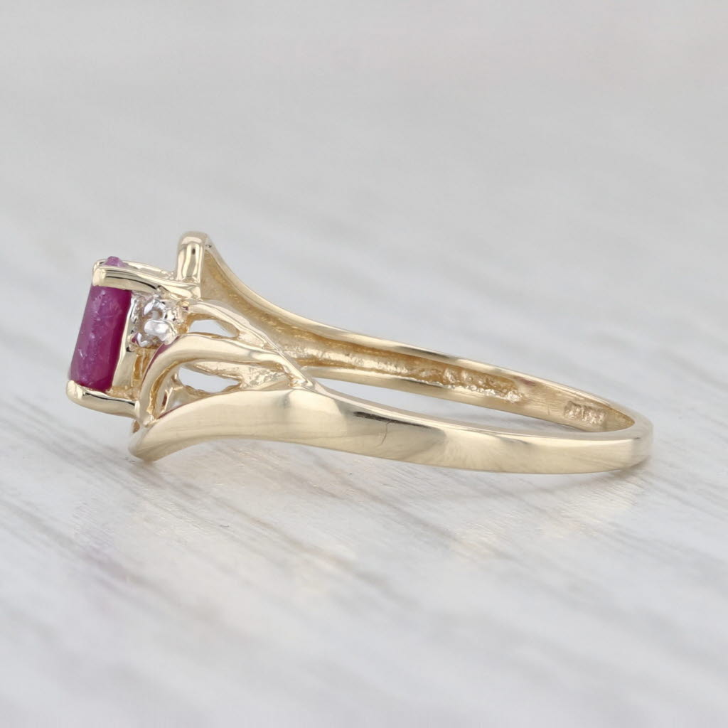 Ruby Diamond Bypass Ring 10k Yellow Gold Size 7.25