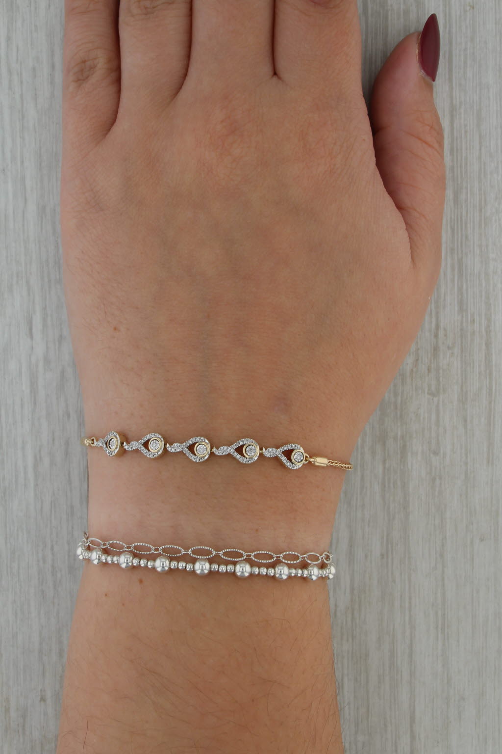 0.14ctw Diamond Teardrop Wheat Chain Bolo Bracelet 10k Yellow Gold Adjustable