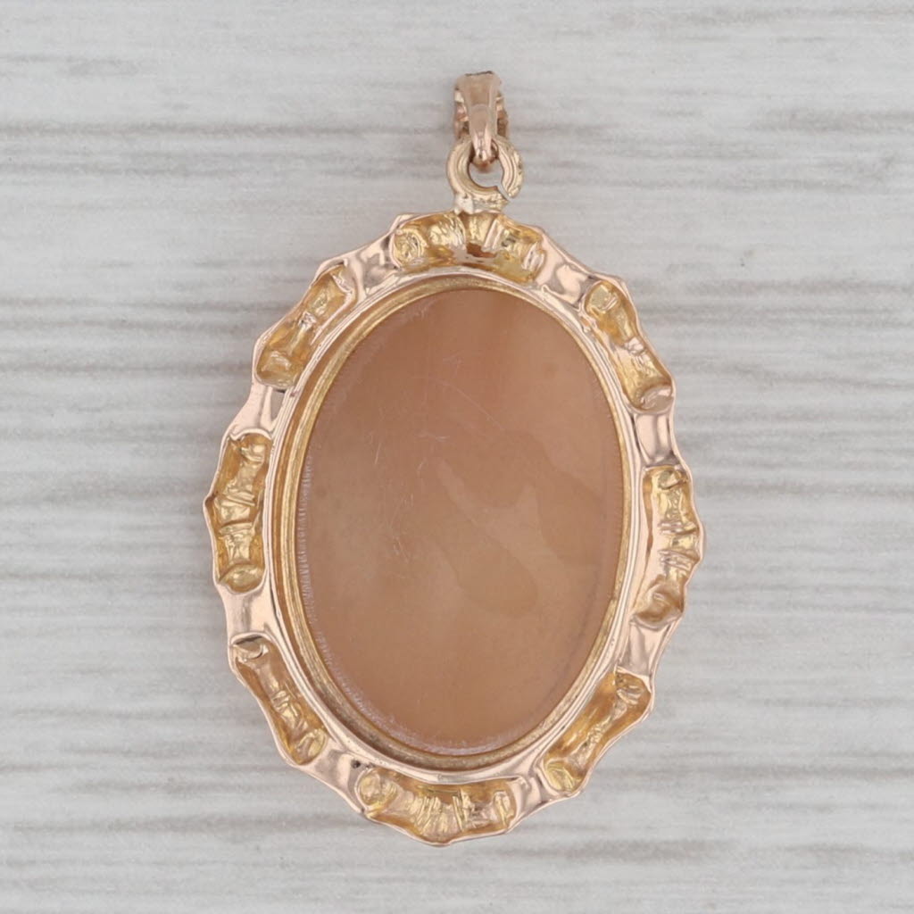 Gray Vintage Carved Shell Cameo Pendant 14k Yellow Gold