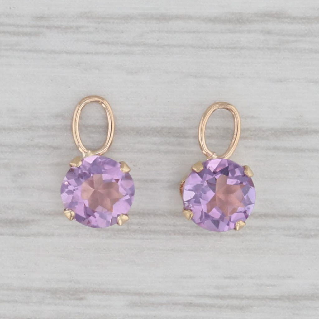 Gray 0.96ctw Amethyst Solitaire Earrings Enhancer Charms 14k Yellow Gold