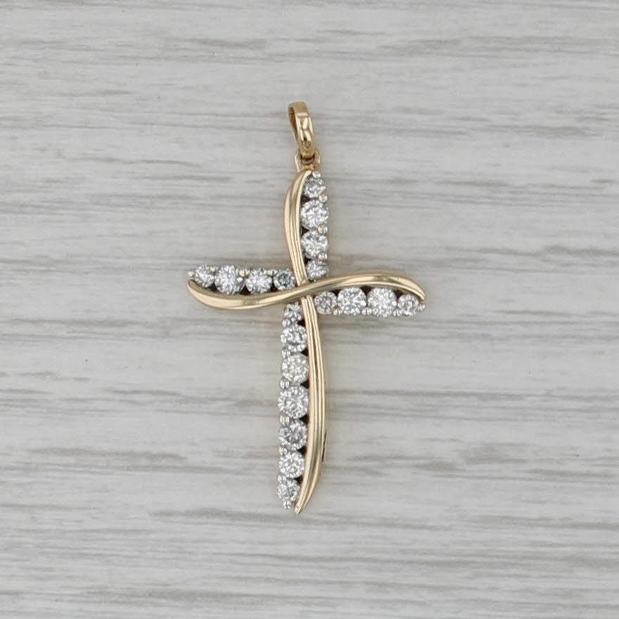 0.80ctw Diamond Cross Pendant 14k Yellow Gold