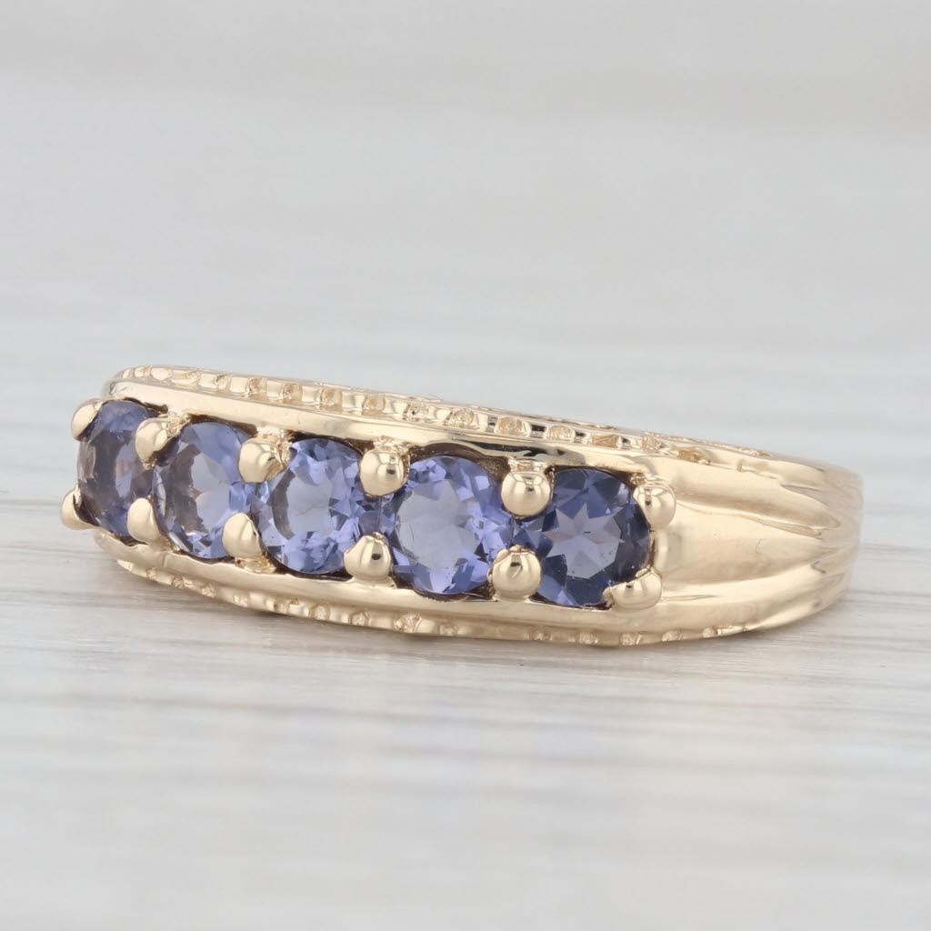 Light Gray 0.78ctw Purple Blue Iolite Ring 14k Yellow Gold Size 6.5