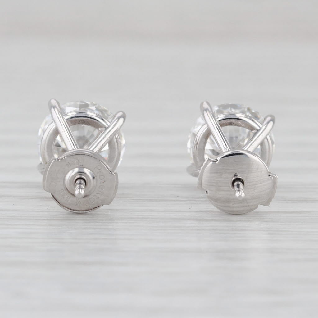 New 4.03ctw IGI Lab Grown Diamond Stud Earrings VS1 F 14k White Gold Studs