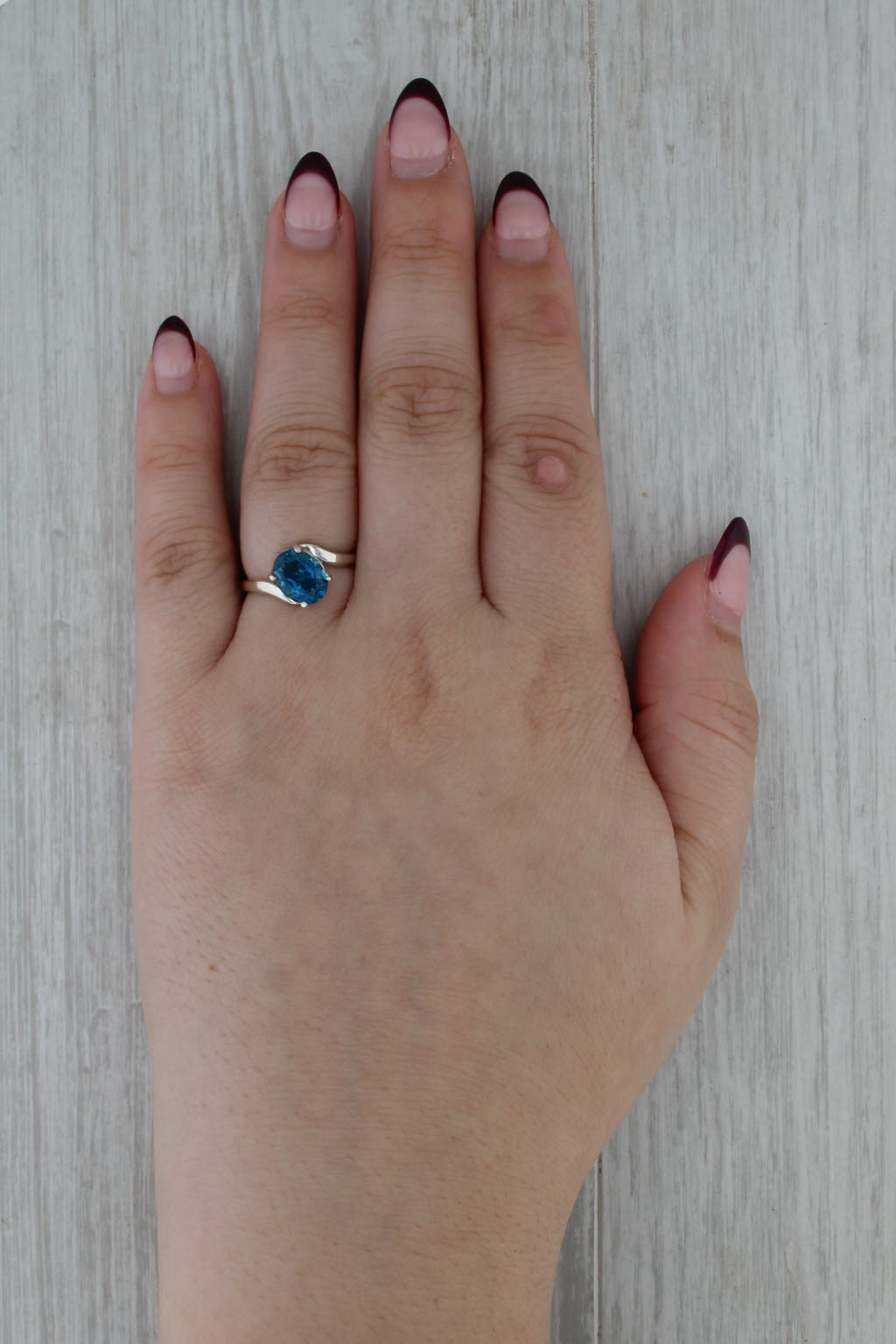 2.23ct London Blue Topaz Bypass Ring Sterling Silver Size 6.75 Oval Solitaire