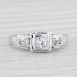 0.18ctw Diamond Engagement Ring 18k White Gold Size 5 Vintage