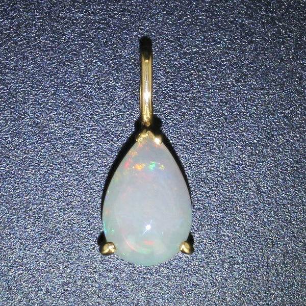 Opal Pear Cabochon Solitaire Teardrop Pendant 10k Yellow Gold