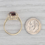 2.20ctw Emerald Cut Garnet Diamond Halo Ring 14k Yellow Gold Size 6.5 Engagement