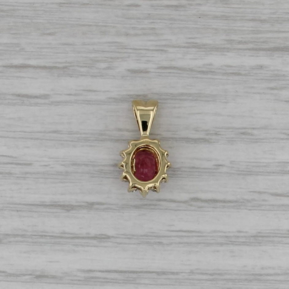 1.03ctw Pink Tourmaline Diamond Halo Pendant 18k Yellow Gold Small Drop