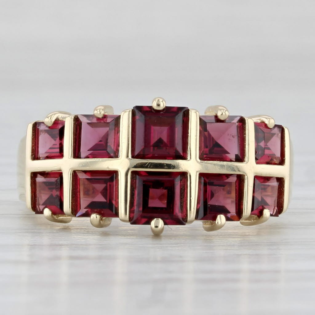 Light Gray 3ctw Garnet Squares Ring 14k Yellow Gold Size 7