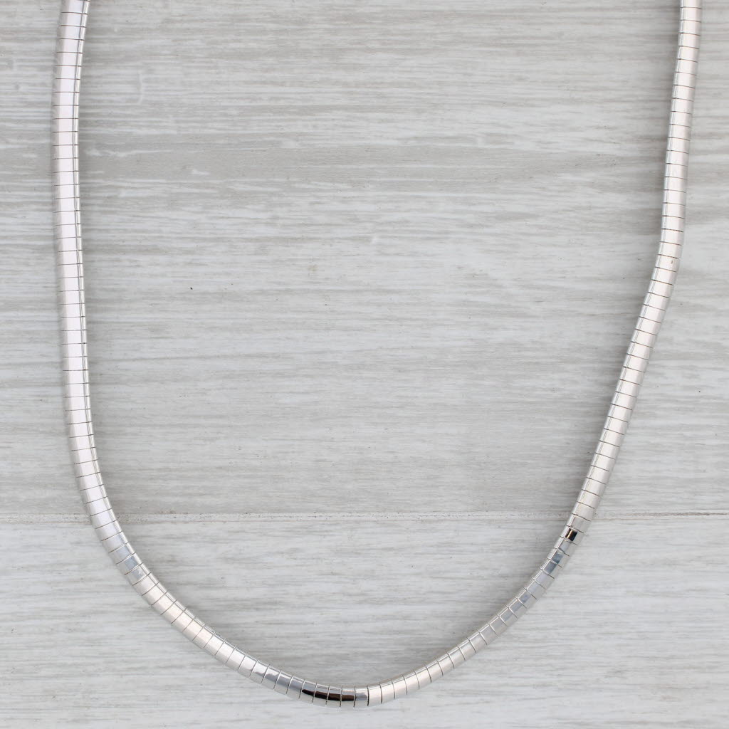 Gray Omega Chain Necklace 14k White Gold 16" 5.6mm