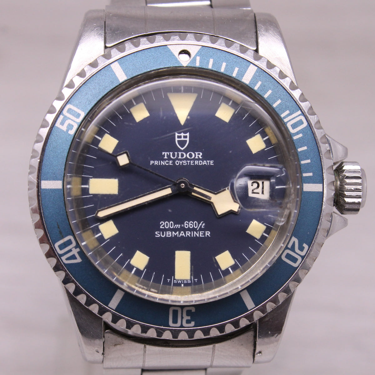 Vintage c1978 Tudor Submariner Blue Snowflake 94110 Mens Divers Watch Rolex 9315