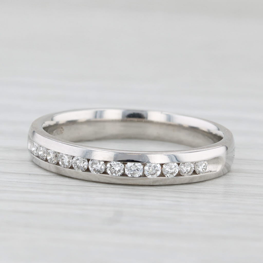 Light Gray 0.24ctw Diamond Wedding Band 14k White Gold Size 7.25 Stackable Ring