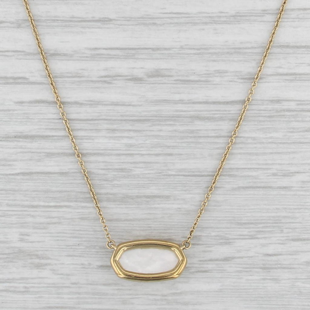 Kendra Scott Mother of Pearl Shell Pendant Necklace Sterling Silver Gold Plated