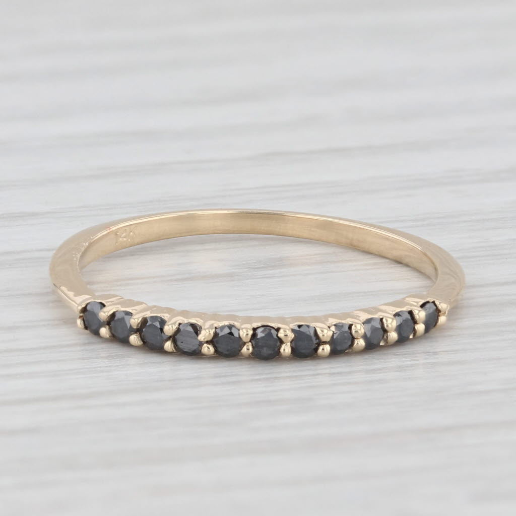 Light Gray 0.16ctw Black Diamond Wedding Band 14k Yellow Gold Size 7 Stackable Ring