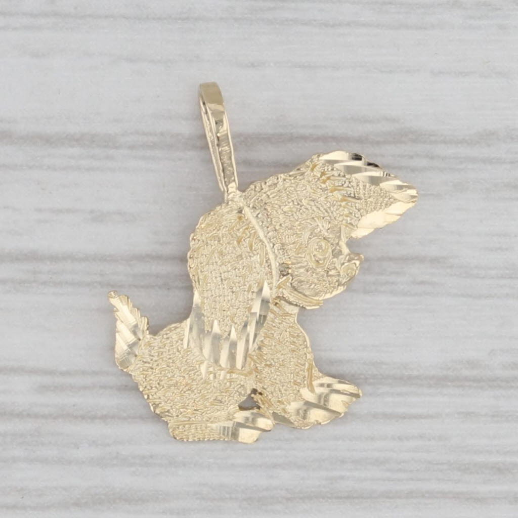 Gray Cute Little Puppy Dog Pendant 14k Yellow Gold Charm