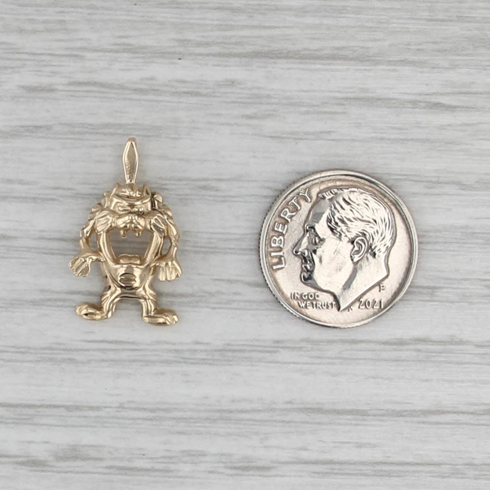 Tazmanian Devil Taz Pendant 14k Yellow Gold Warner Brothers Cartoon Charm