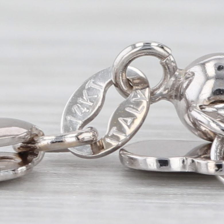 0.44ctw Diamond Heart Pendant Necklace 14k White Gold 20" Adjustable Wheat Chain