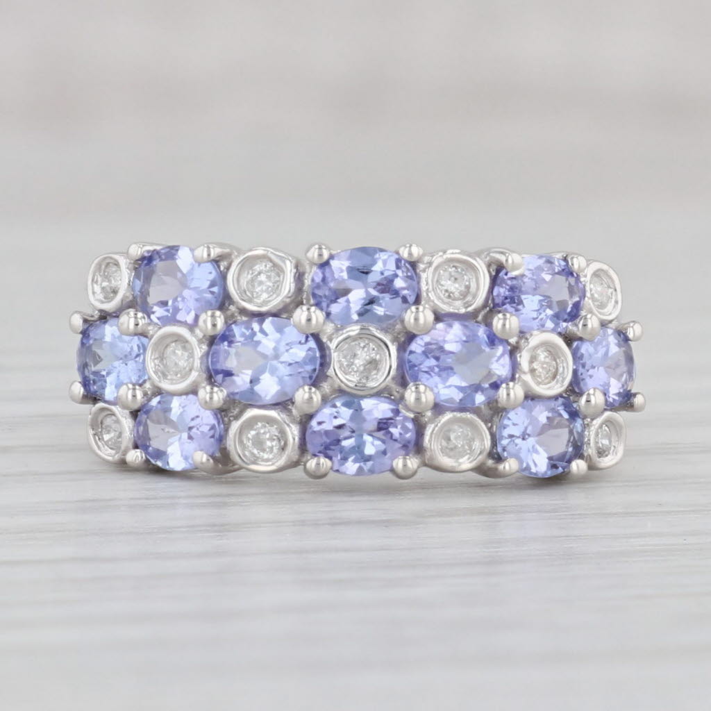 Light Gray 1.60ctw Tanzanite Diamond Cluster Ring 10k White Gold Size 8