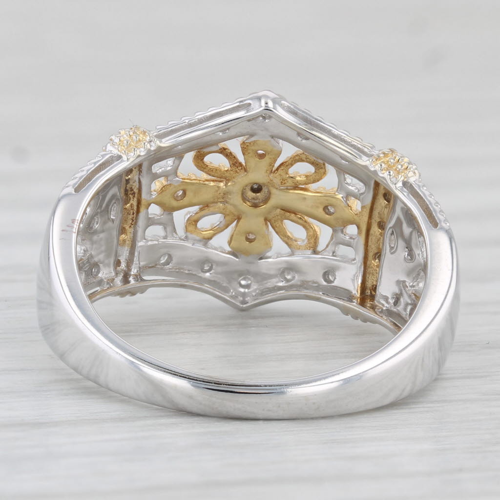 Light Gray Diamond Flower Ring 10k Yellow White Gold Size 7.25