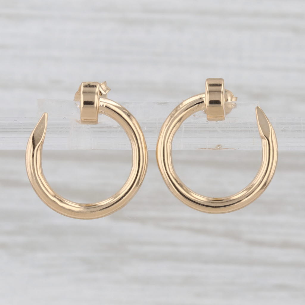 Contoured Nail Circle Earrings 18k Yellow Gold