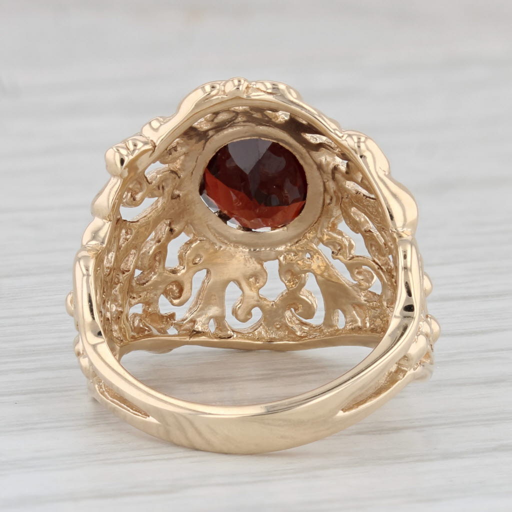 Gray 3.10ct Garnet Solitaire Ring 14k Yellow Gold Ornate Cocktail Size 7