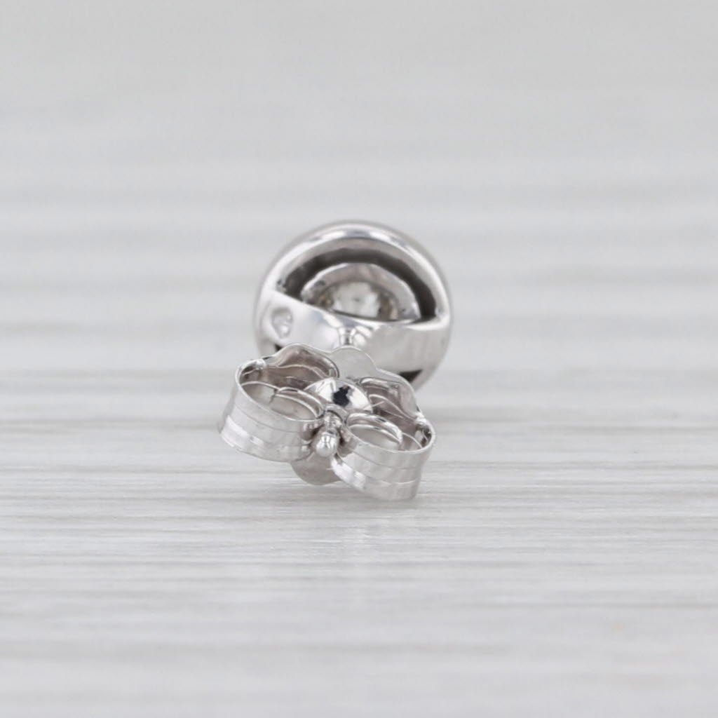 Single Diamond Solitaire Stud Earring 14k White Gold Bezel Set Round Stud