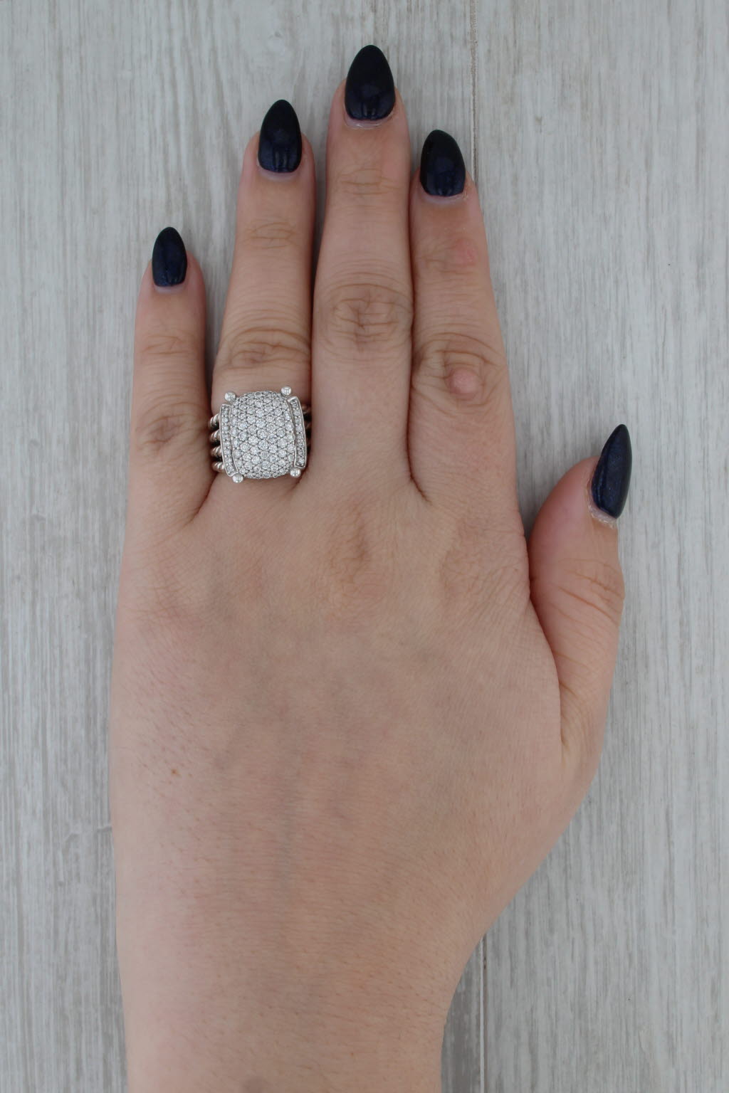 David Yurman Wheaton 0.77ctw Pave Diamond Ring Sterling Silver Size 6