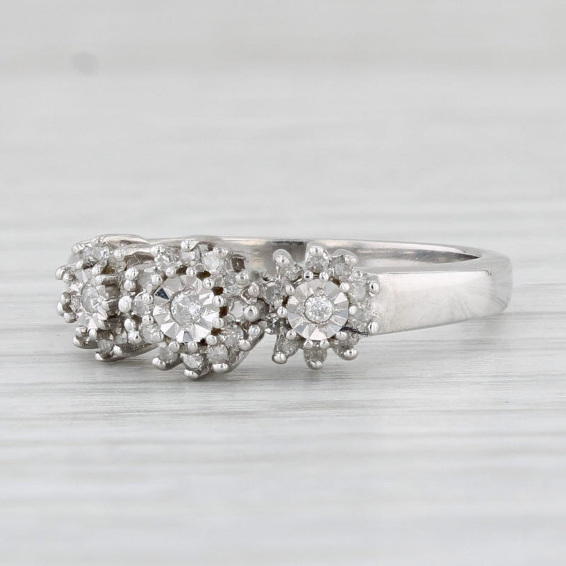 Light Gray 0.10ctw Diamond Flower Cluster Ring 10k White Gold Size 7